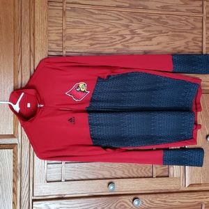 Men's Louisville Cardinals Adidas Long Sleeve Red & Blk 1/4 Pullover Sz. S